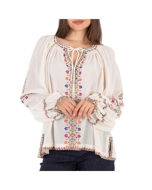 Isabel Marant Natural Ladies Ecru Clive Silk Blend Blouse