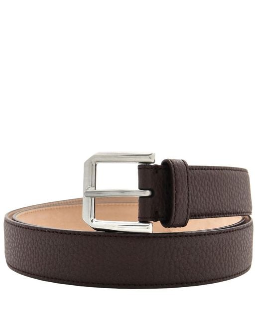 Bally Brown Square Vanadium Leather Belt, Cm for men