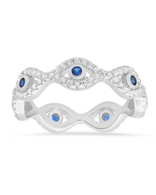 Kylie Harper Blue Sterling Cz Evil Eye Eternity Band Ring for men
