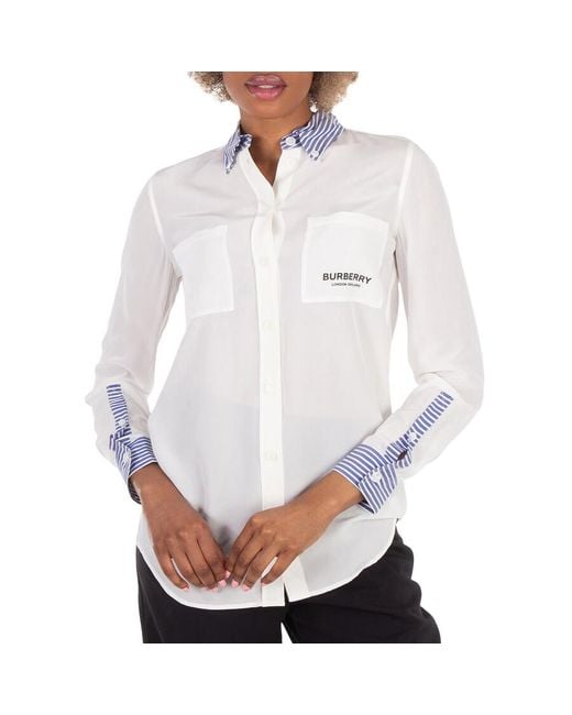 Burberry White Long-Sleeve Shirt, Brand Size 4 (Us