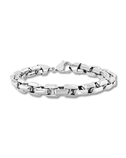 Robert Alton Metallic Stainless Steel Beveled Box Link Bracelet for men