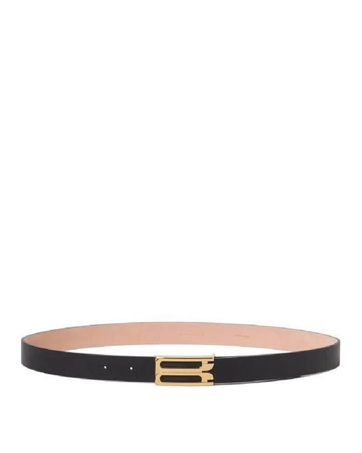 Victoria Beckham Black Tone Logo Leather Belt