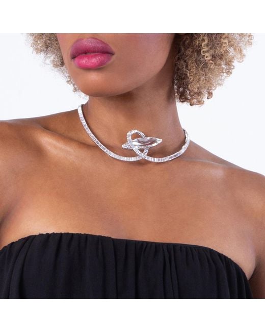 Swarovski Metallic Matrix Baguette Cut Rhodium Plated Choker for men