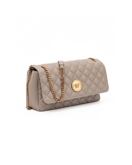 Versace Natural Quilted Lambskin Shoulder Bag Taupe