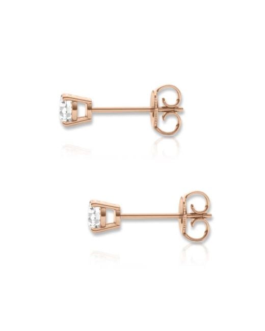 Tresorra White 14K Rose Round Cut Earth Mined Diamond Stud Earrings