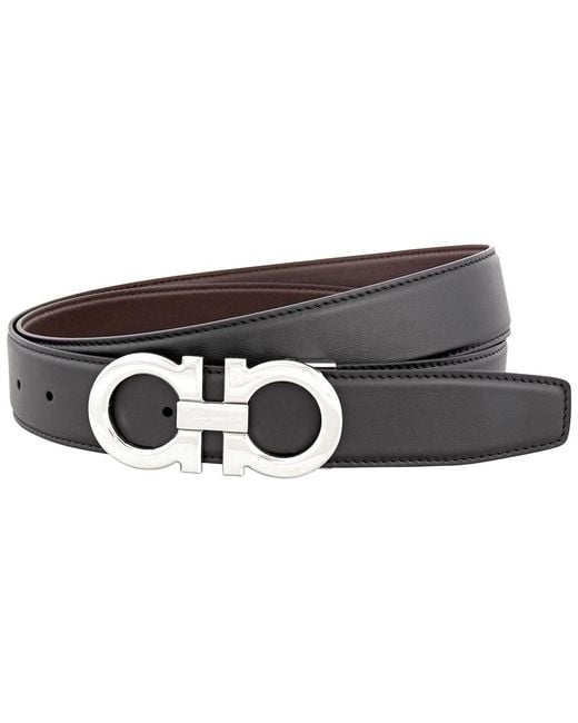 Ferragamo Black Reversible And Adjustable Gancini Belt for men