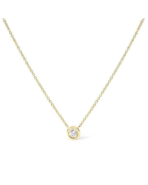 Haus of Brilliance Metallic 10K 1/3 Carat Round-Cut Diamond Modern Bezel-Set Solitaire 16"-18" Pendant Necklace