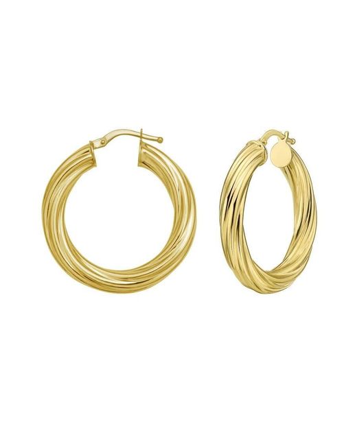 Tresorra Metallic 14K Full Twist Medium Hoop Earrings