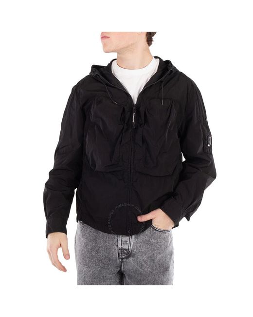 C P Company Black Chrome-R Hooded Jacket for men