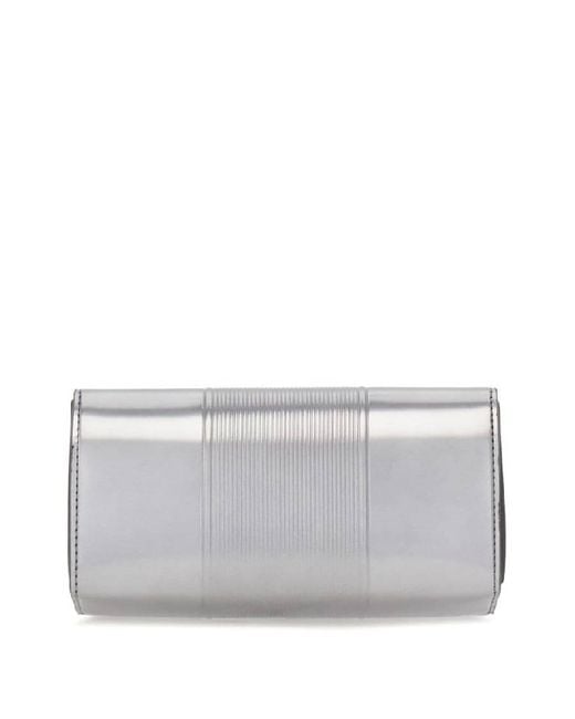 Ferragamo White Logo-Debossed Metallic Shoulder Bag