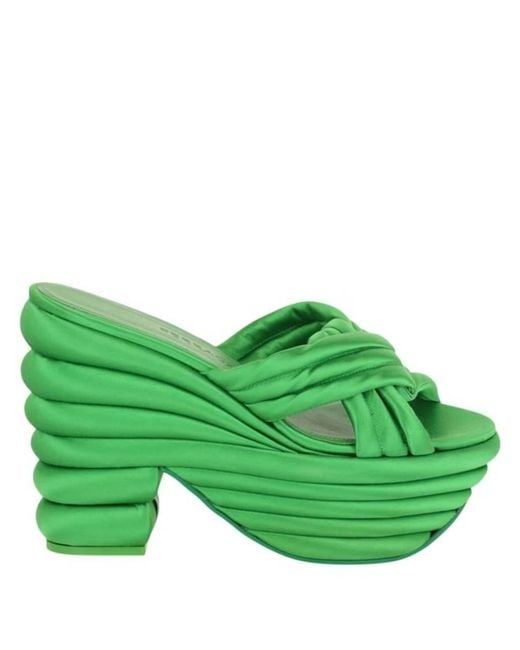 Ferragamo Green Rey Platform Sandals