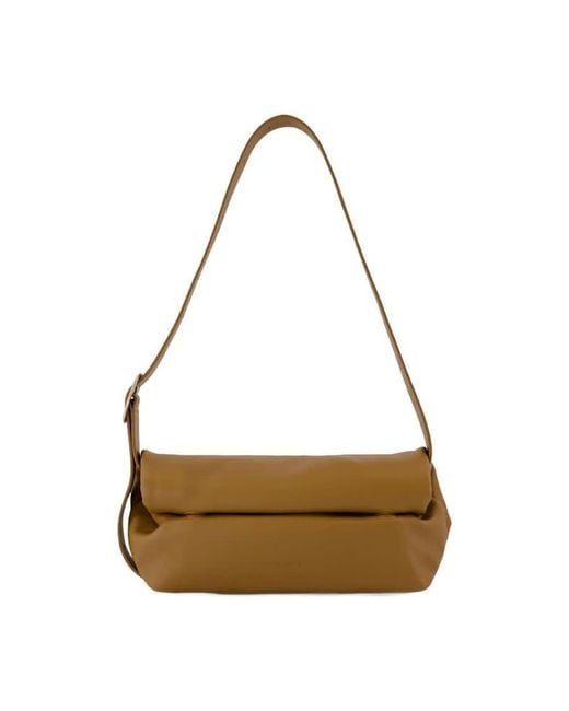 Jil Sander Metallic Leather Calfskin Shoulder Bag Khaki