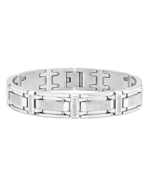 Robert Alton Metallic 1/4Ctw Diamond Stainless Steel Link Bracelet for men
