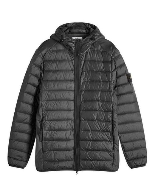 Stone Island Men's Gray Lightweight Hooded Down Jacket