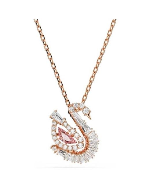 Swarovski Metallic Mixed Cut Swan Pendant Necklace
