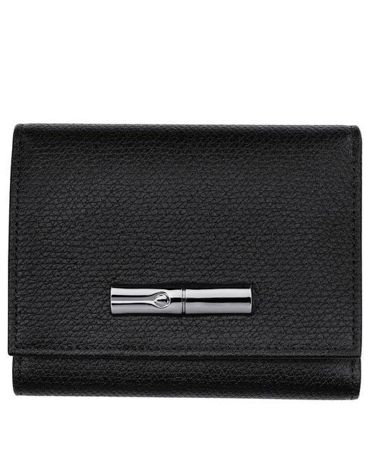 Longchamp Black Compact Leather Wallet for men