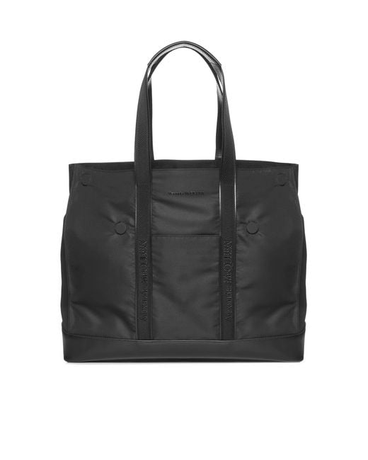 McQueen Black Fabric Shopping Bag for men