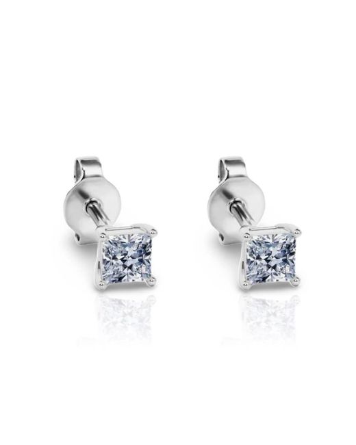 Tresorra Blue 14K Princess Cut Earth Mined Diamond Stud Earrings