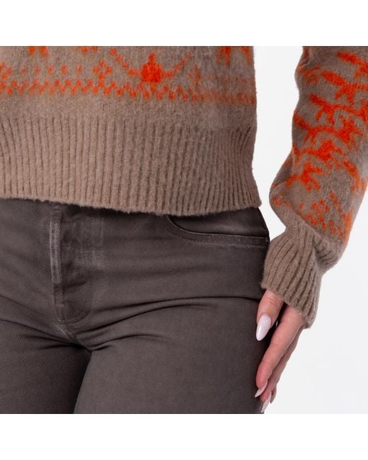 Burberry Orange Cropped Fox Jacquard Wool Sweater
