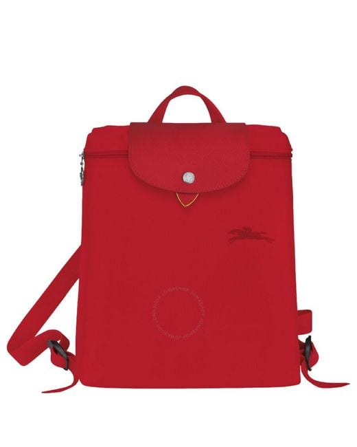 Longchamp Red Le Pliage Canvas Backpack