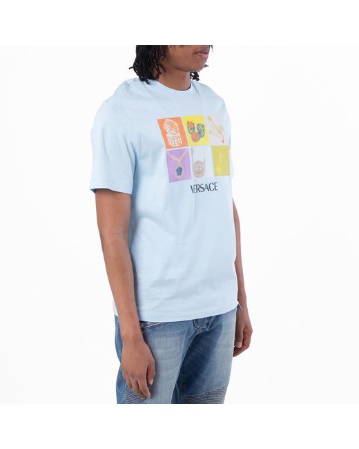 Versace Blue Pop Jewels Cotton T-Shirt for men