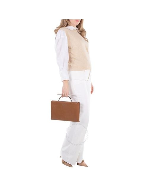 Alexander McQueen Brown Pecan Ladies Cross-Bar Clutch