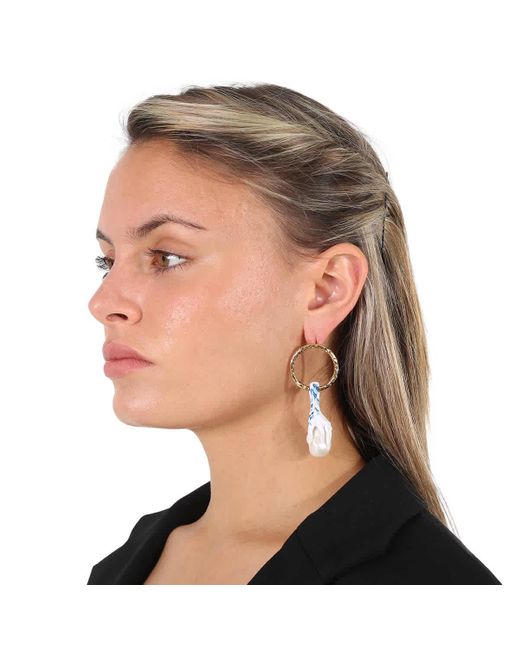 Burberry Metallic Hand Faux-pearl Detail Earrings