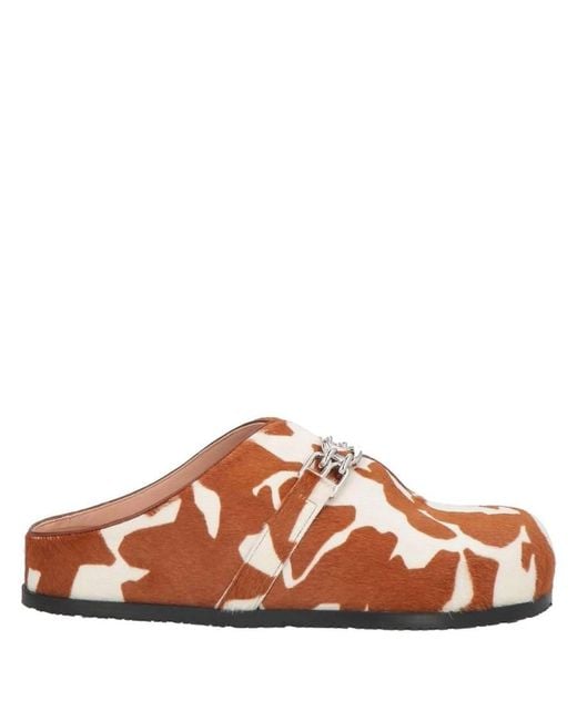 Bally Brown Francine B-Chain Animal Print Slippers, Brand Size 40 Us