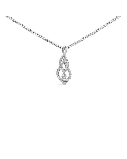 Haus of Brilliance White Sterling 1/3 Cttw Diamond Swirl Teardrop Pendant Necklace
