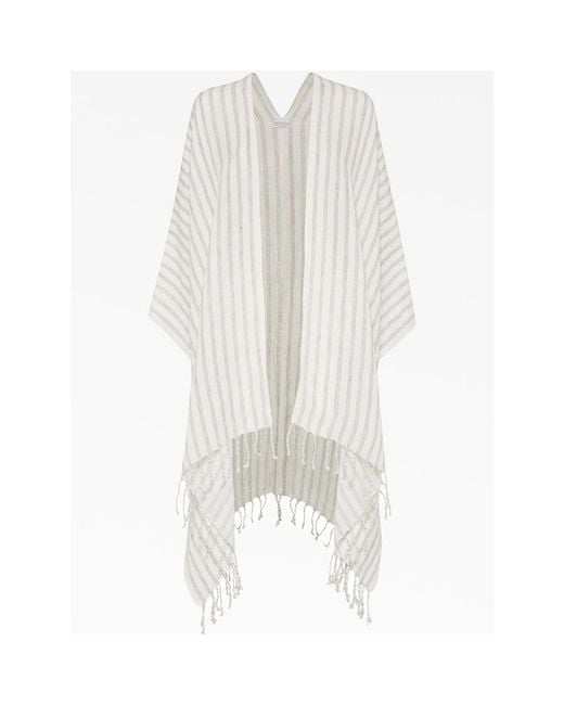 Brunello Cucinelli White Off Linen Scarf