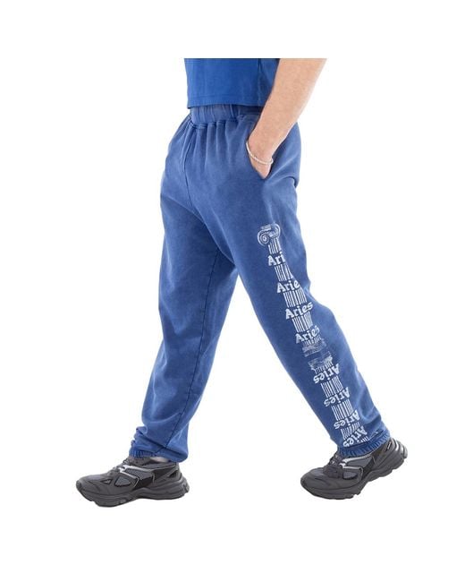 Aries Blue Aged Ancient Column Sweatpants for men
