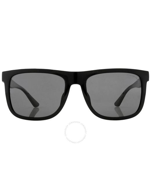 COACH Black Polarized Rectangular Sunglasses Hc8367u 500281 57 for men