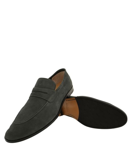 Bally Green Wedian Nubuk Penny Loafers, Brand Size 10 Us for men