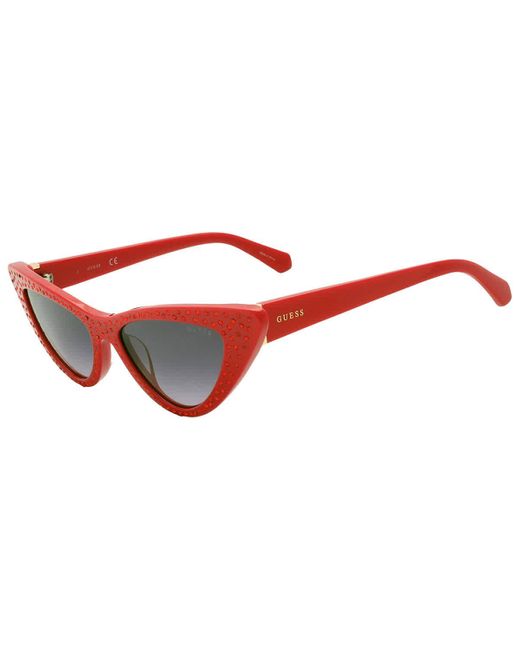 Guess Red Gradient Smoke Cat Eye Sunglasses Gu7810 68b 54