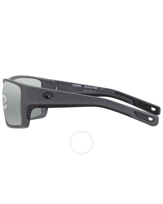 Costa Del Mar Gray Reefton Pro Grey Silver Mirror Polarized Rectangular Sunglasses 6s9080 908009 63 for men