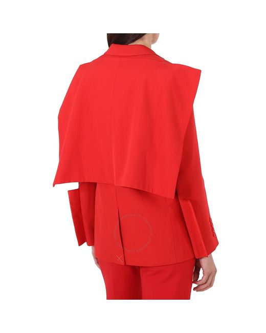 Burberry Red Bright Grain De Poudre Wool Panel Detail Tailo Blazer Jacket