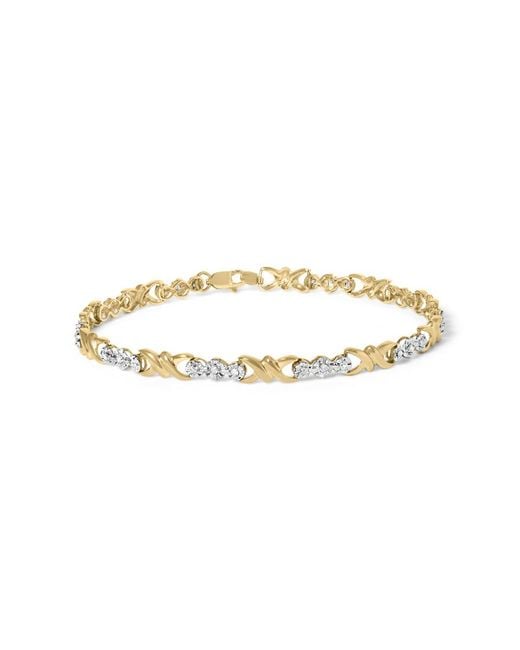 Haus of Brilliance Metallic 10K 1/3 Cttw Diamond 3 Stone And X-Link Bracelet (I-J Color, I1-I2 Clarity)