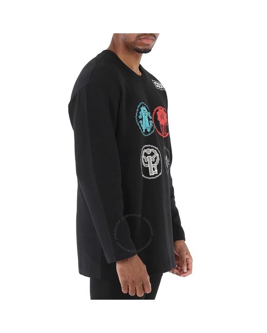Roberto Cavalli Black Embroidered Lucky Symbols Sweatshirt for men