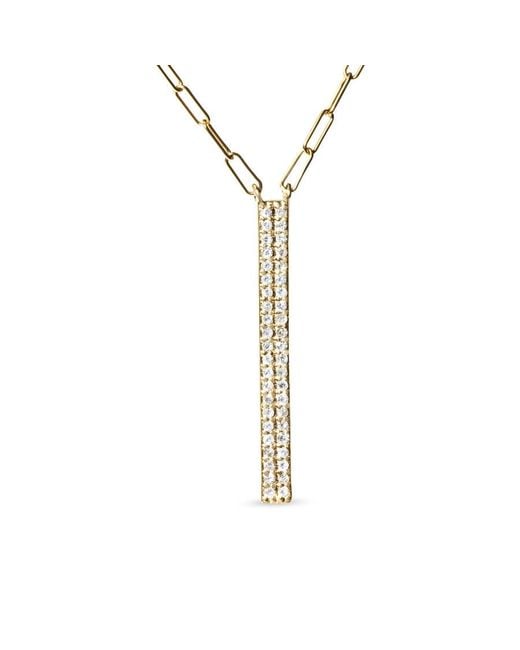 Haus of Brilliance Metallic 14K 3/8 Cttw Two-Strand Marquise And Bar Charm Paper Clip Link Pendant Necklace