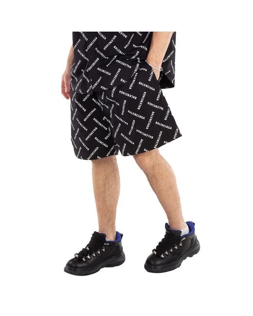 Balenciaga Black Pyjama Logo-Print Short, Brand Size 44 (Waist for men