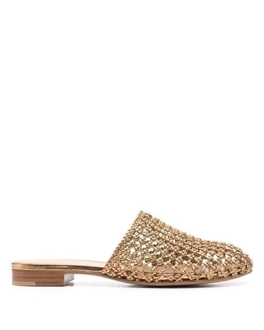 Ferragamo Natural Ellas Knotted Leather Mules