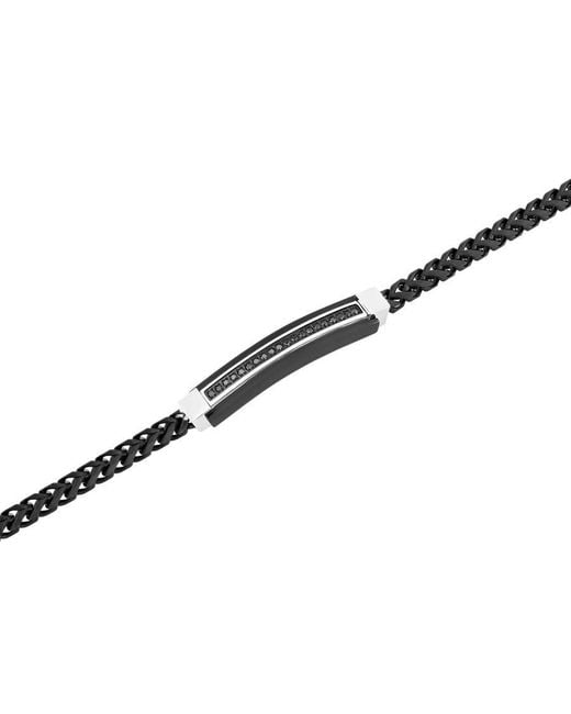 Robert Alton Metallic 1/5Ctw Diamond Stainless Steel With Finish Id Bracelet for men