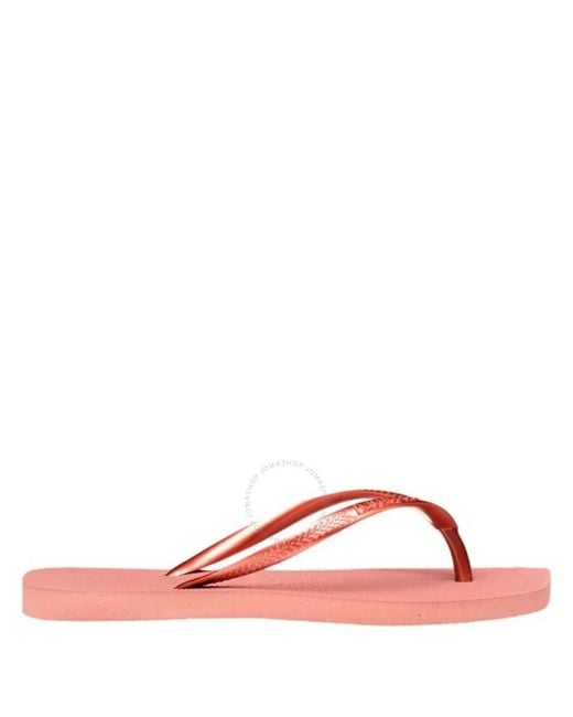 Havaianas Pink Slim Square-Shape Rubber Flip Flops, Brand Size 39/40 Us