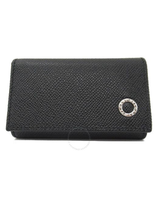 BVLGARI Black Six Hooks Key Holder Calfskin Leather for men