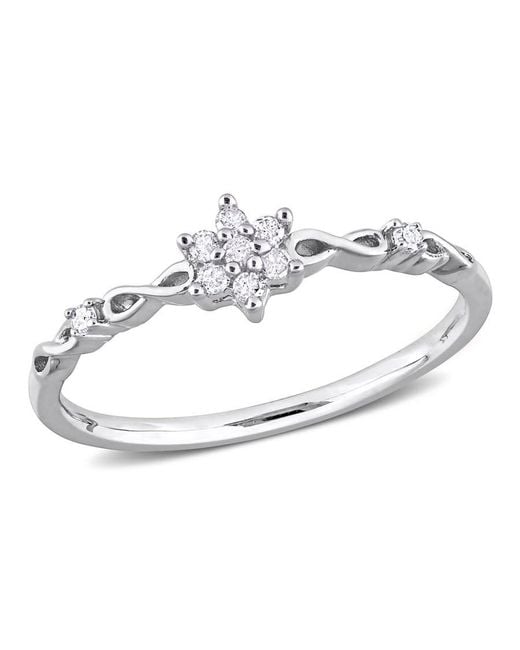 Amour White 1/10 Ct Tw Diamond Floral Promise Ring