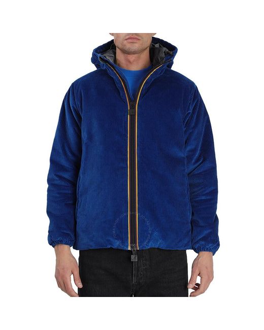 K-Way Blue Royal Marine Hamis Cotton Ribbed Hooded Jacket for men
