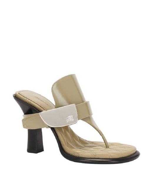 Burberry Metallic Bay Ekd Heeled Sandals, Brand Size 39 Us