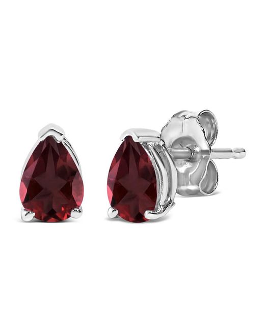 Haus of Brilliance Red 14K 6X4Mm Pear Shaped Garnet Solitaire Stud Earrings