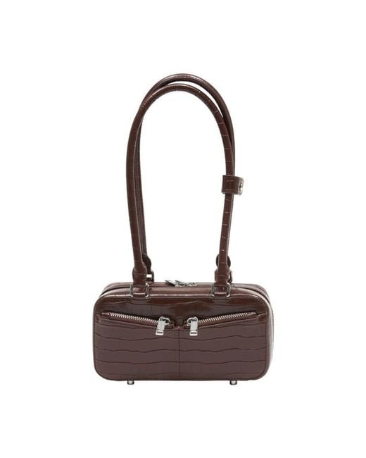 Self-Portrait Brown Self-Portrait Crocodile-Embossed Leather Shoulder Bag