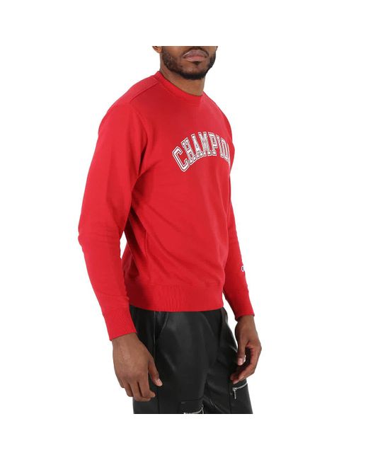 Champion Red French Terry Varsity Crewneck Sweatshirt for men